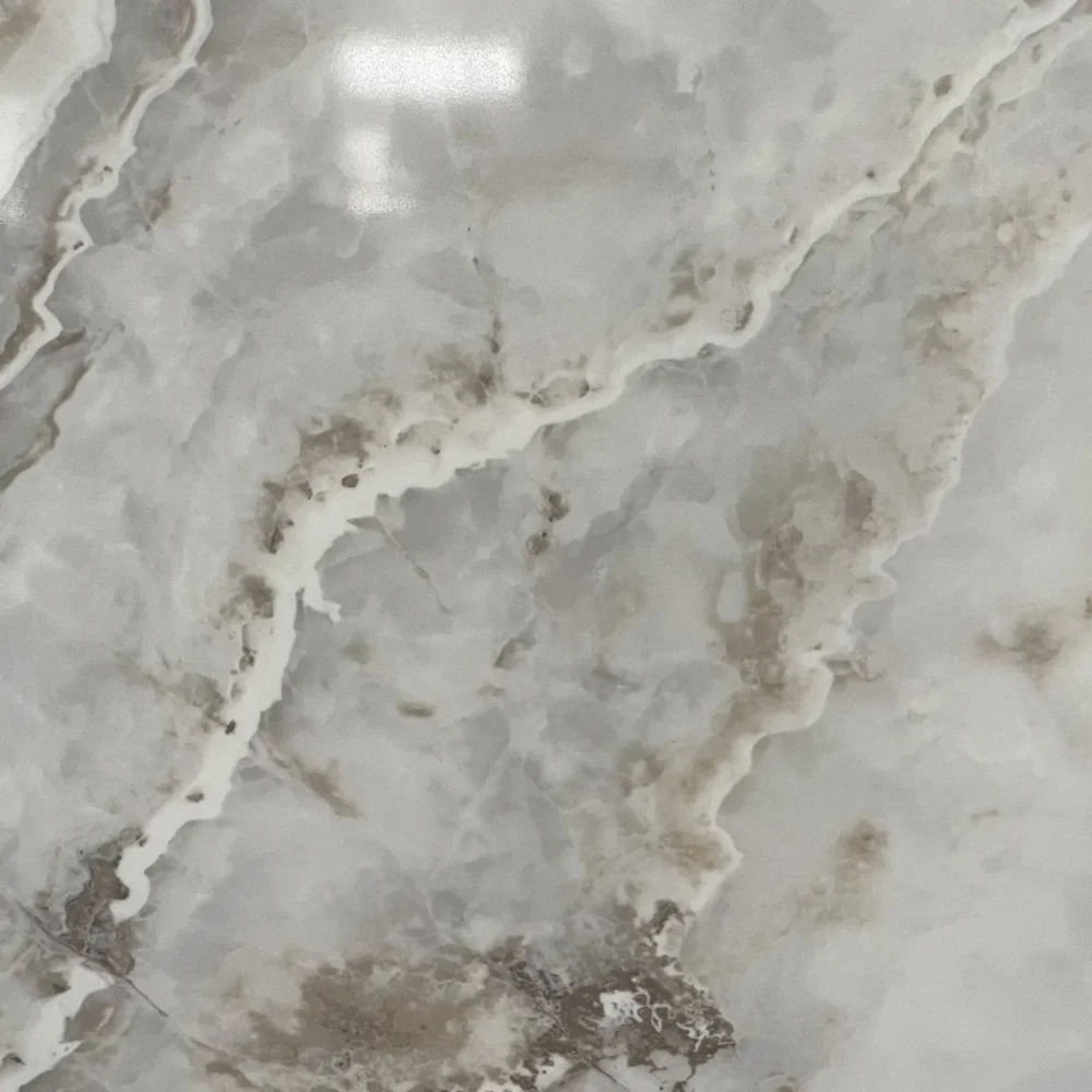 Printed Quartz Slabs with Brown and Deep Gray-Black Veining GQ-R0307