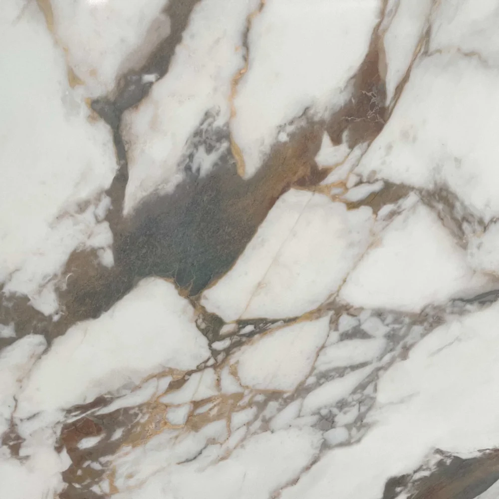 White Quartz with Brown and Gray Veins Printed Quartz Slabs GQ-R0305