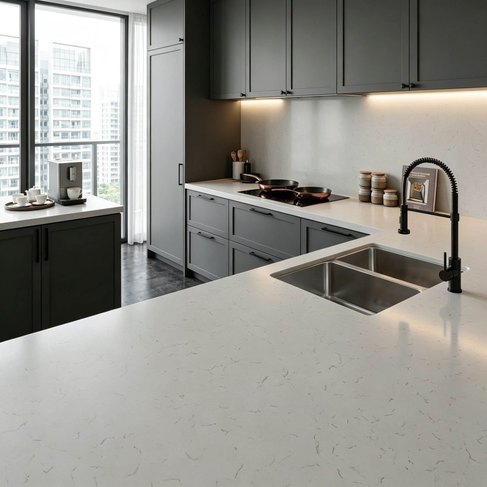 soft white quartz slab with gray vein gq 5141 for wholesale