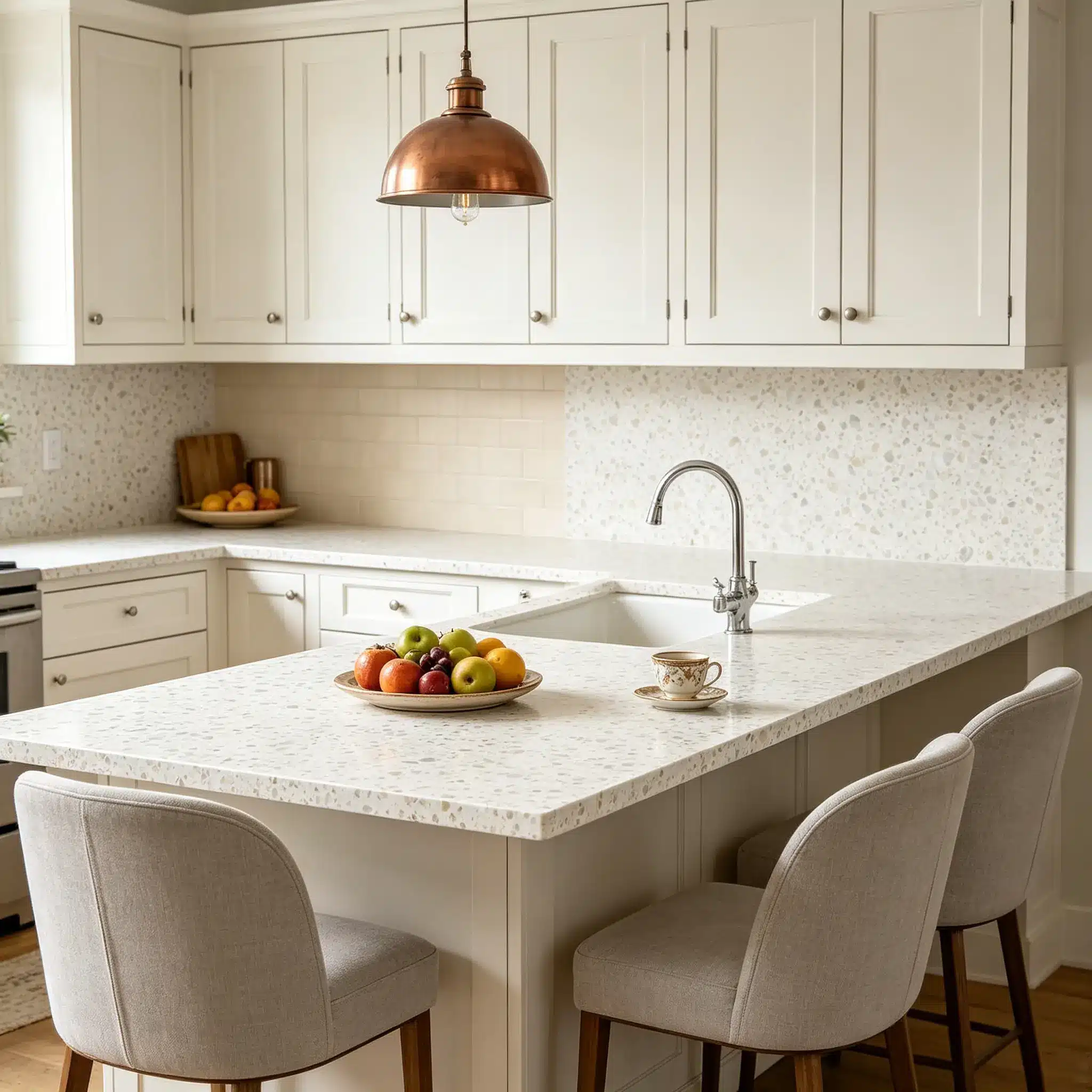 terrazzo style white quartz slab gq 2011 for wholesale