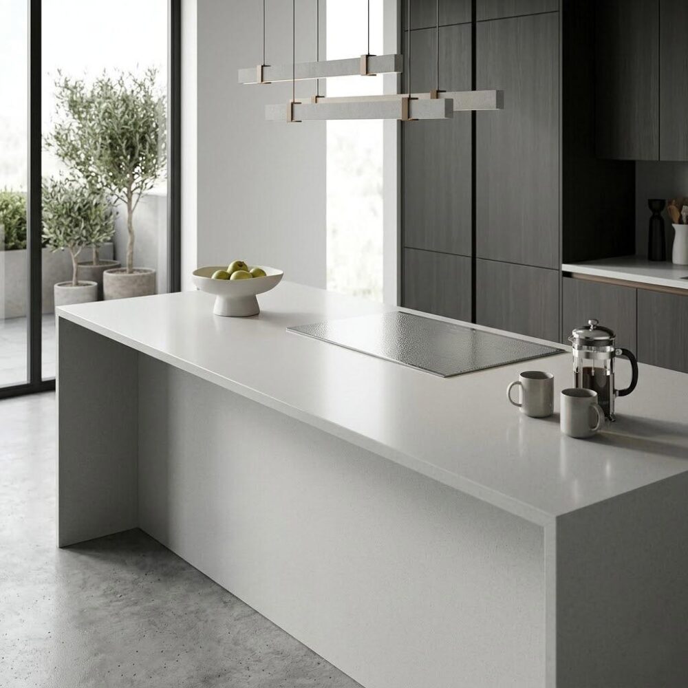 concrete look pale ash gray quartz slab for wholesale