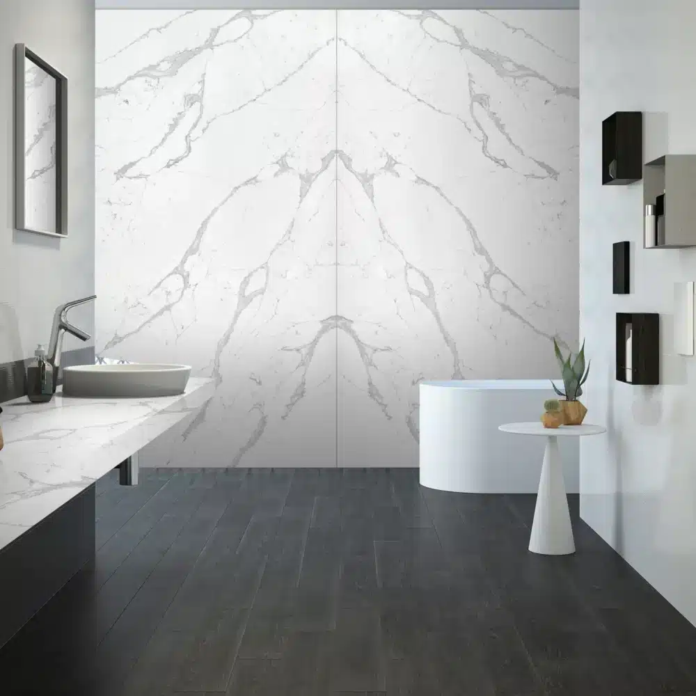 t202 overlook mountain gold vein printed quartz crisp pure white soft mid grey light blue haze