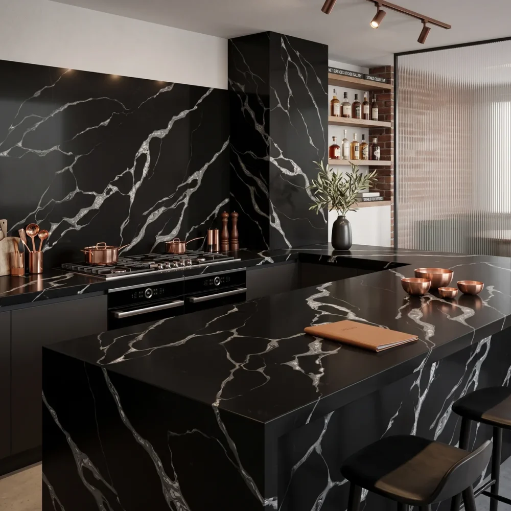 black marquina quartz slab gq t210 for wholesale