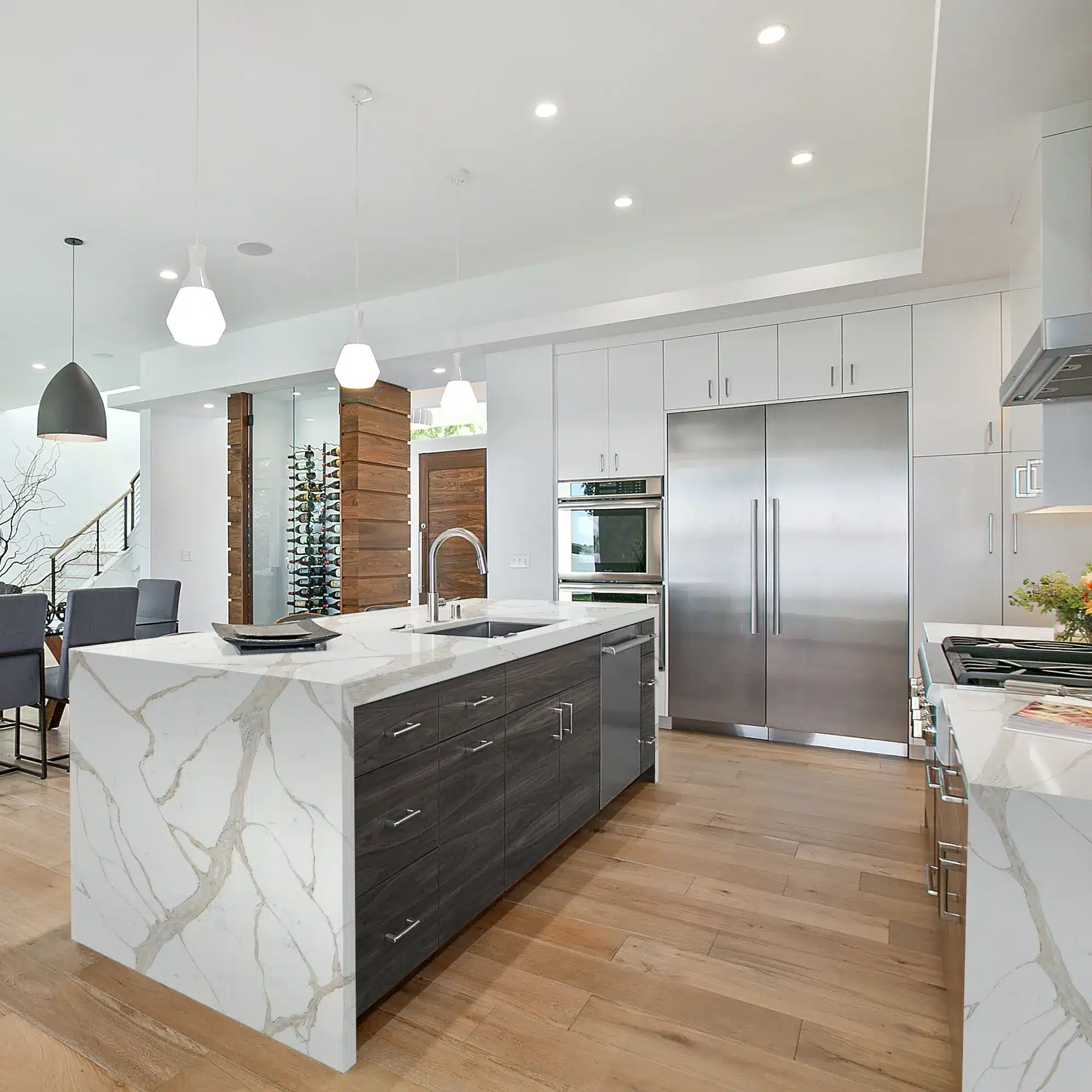 t228 application mountain gold vein printed quartz crisp pure white warm taupe soft grey line