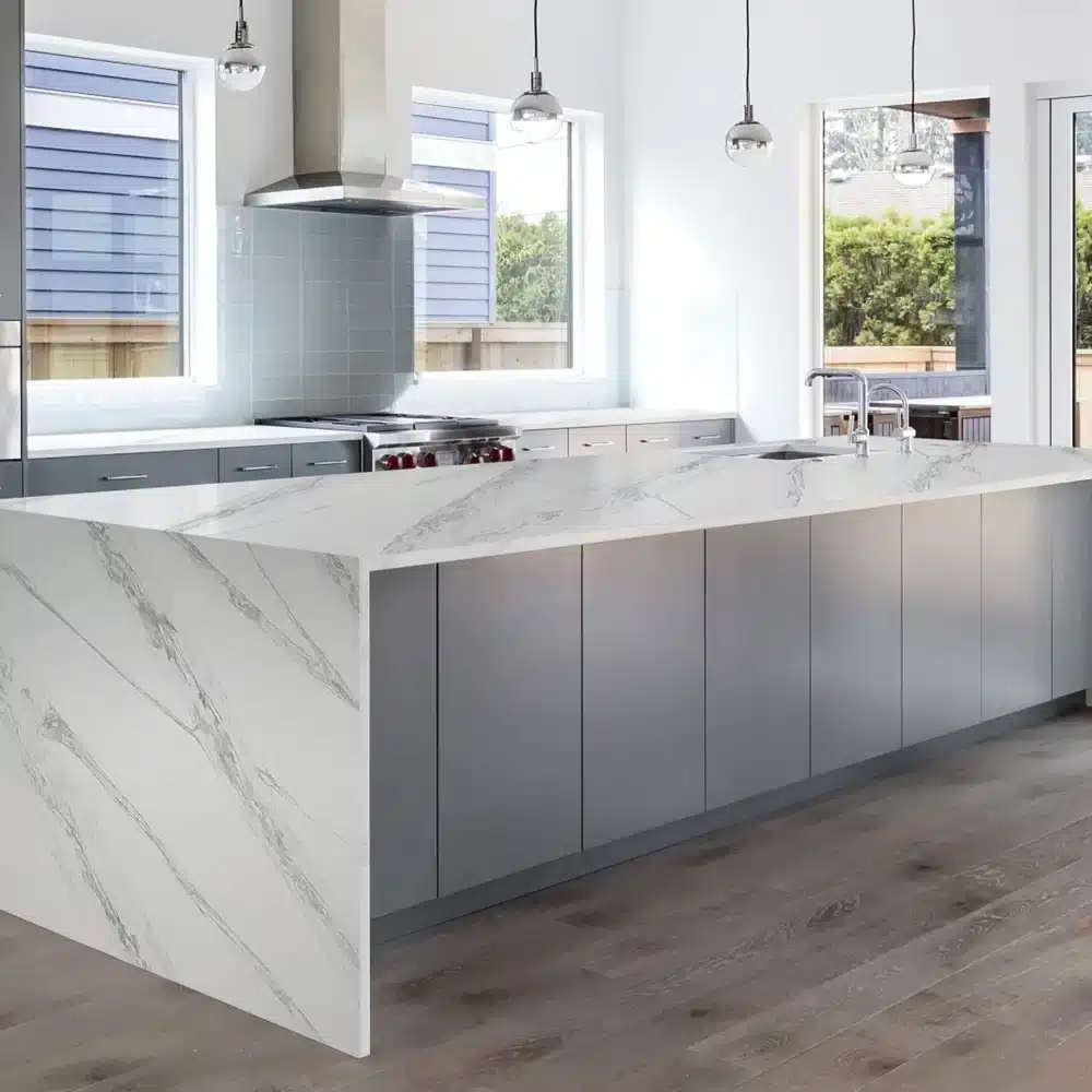 t297 application Calacatta Wave Quartz Countertops GQ-T297 for Wholesale