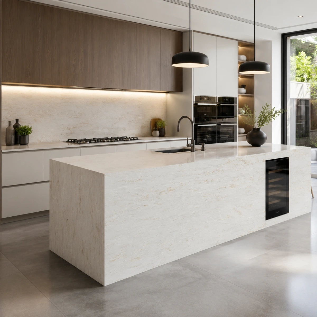 t356 application mountain gold vein printed quartz warm off white subtle beige taupe faint ivory cloud