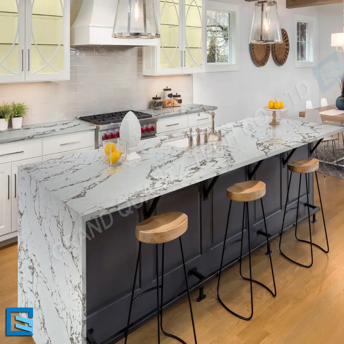 t403 application overlook Bulgari Oro Quartz Slab GQ-T403 for Wholesale