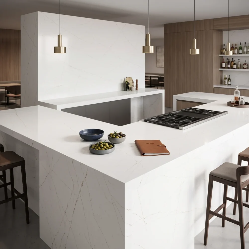 minimalist calacatta linen quartz surface gq t415 for wholesale