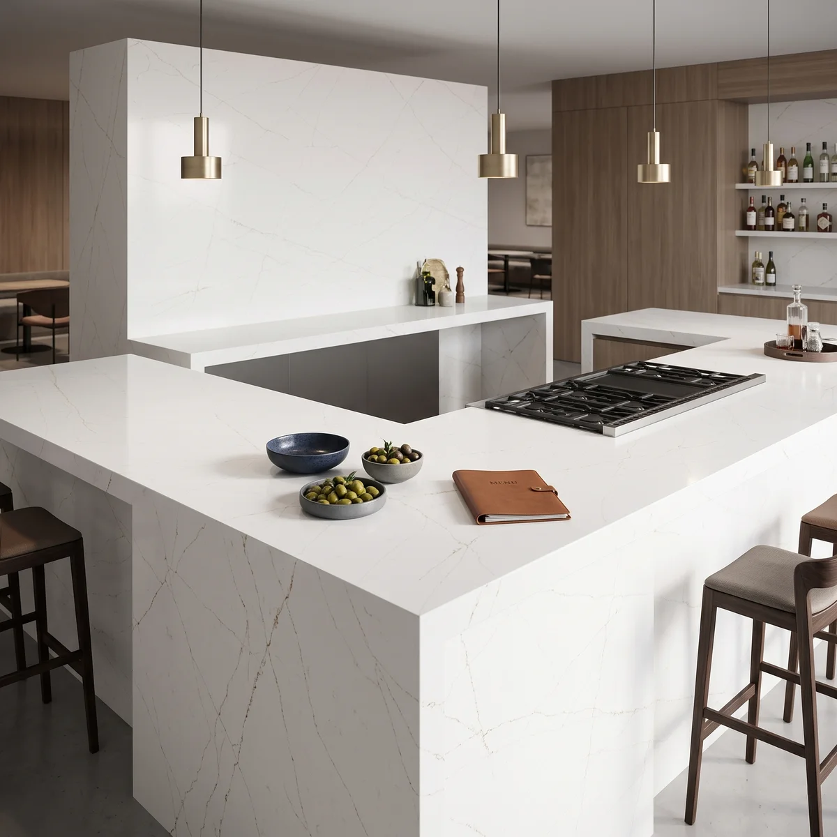 minimalist calacatta linen quartz surface gq t415 for wholesale