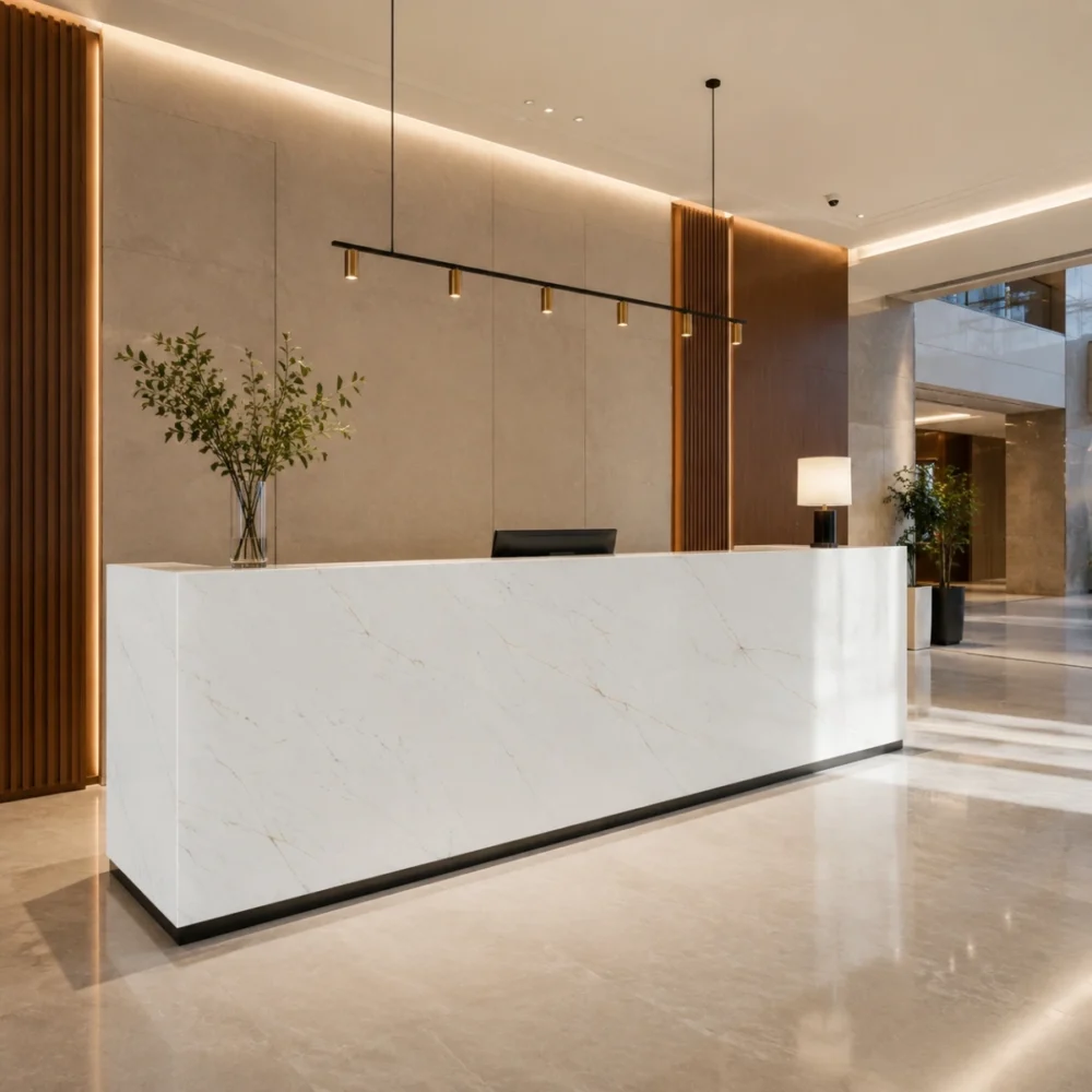 t417 application t417 overlook Calacatta Frost Quartz Surface GQ-T417 for Wholesale