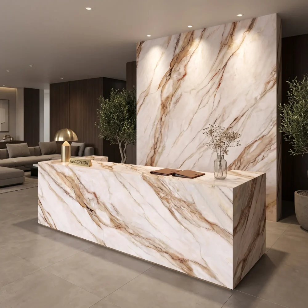 gq r0259 application calacatta macchia vecchia quartz slab crisp pure white bold warm gold vein amber brown line 2