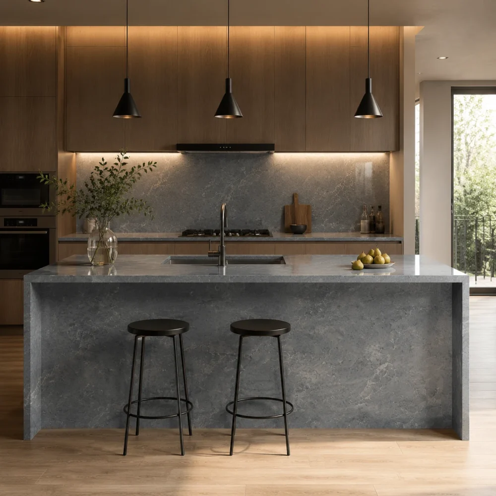 gq t0130 feature pic wholesale gray onyx quartz slab deep charcoal grey bright white vein silver grey cloud