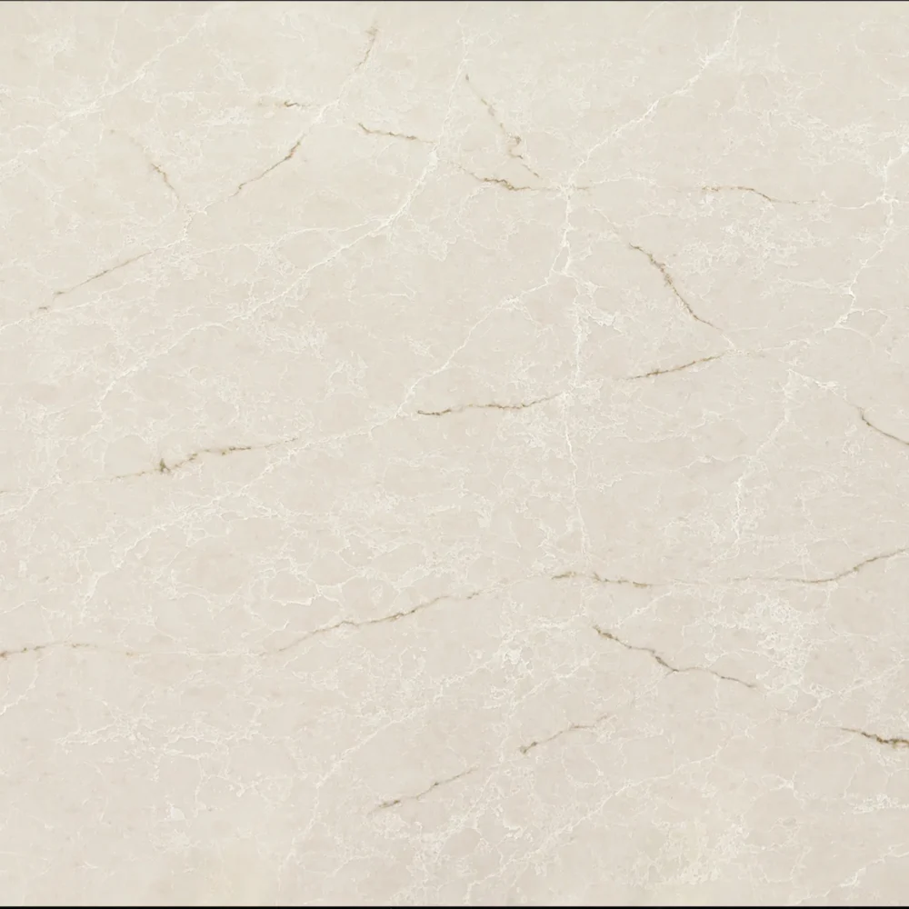 gq t390 feature pic warm crema marfil quartz surface soft warm cream white very faint gold brown linear vein
